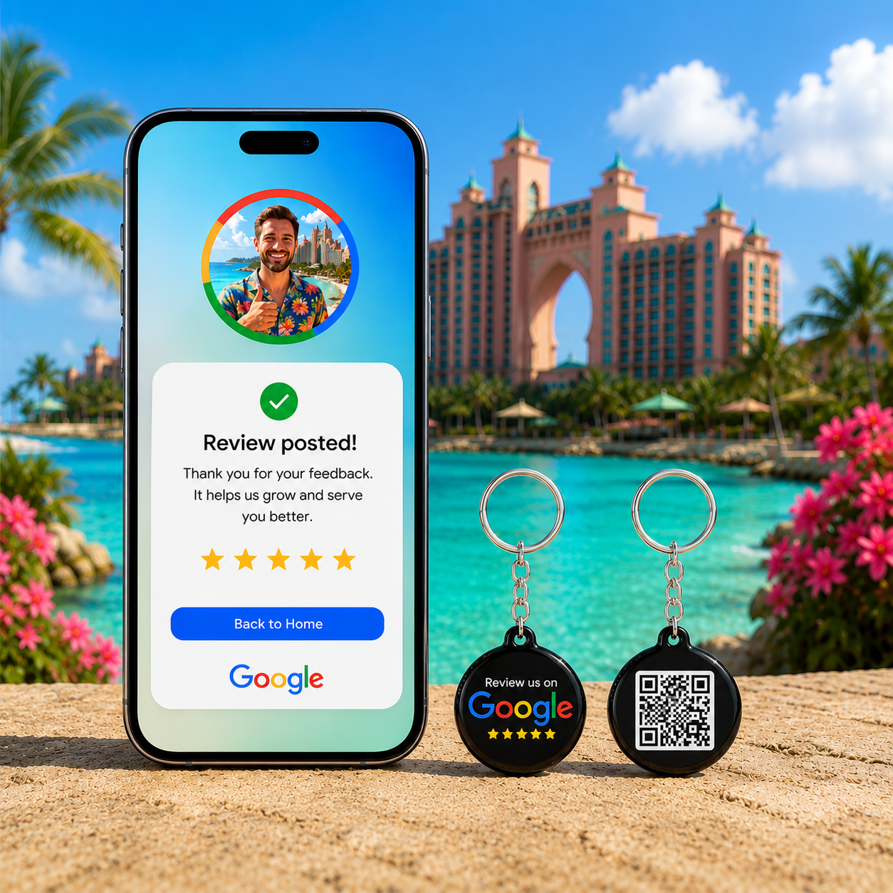 Google Review NFC + QR Keychain | Tap to Review Keychain with NFC & QR Code