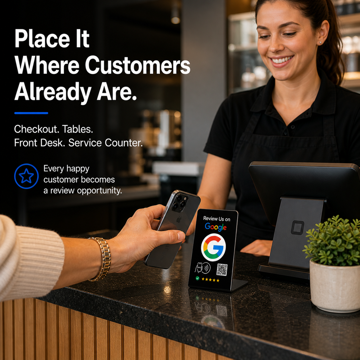 Google Review Stand - NFC & QR Code, Tap To Review System