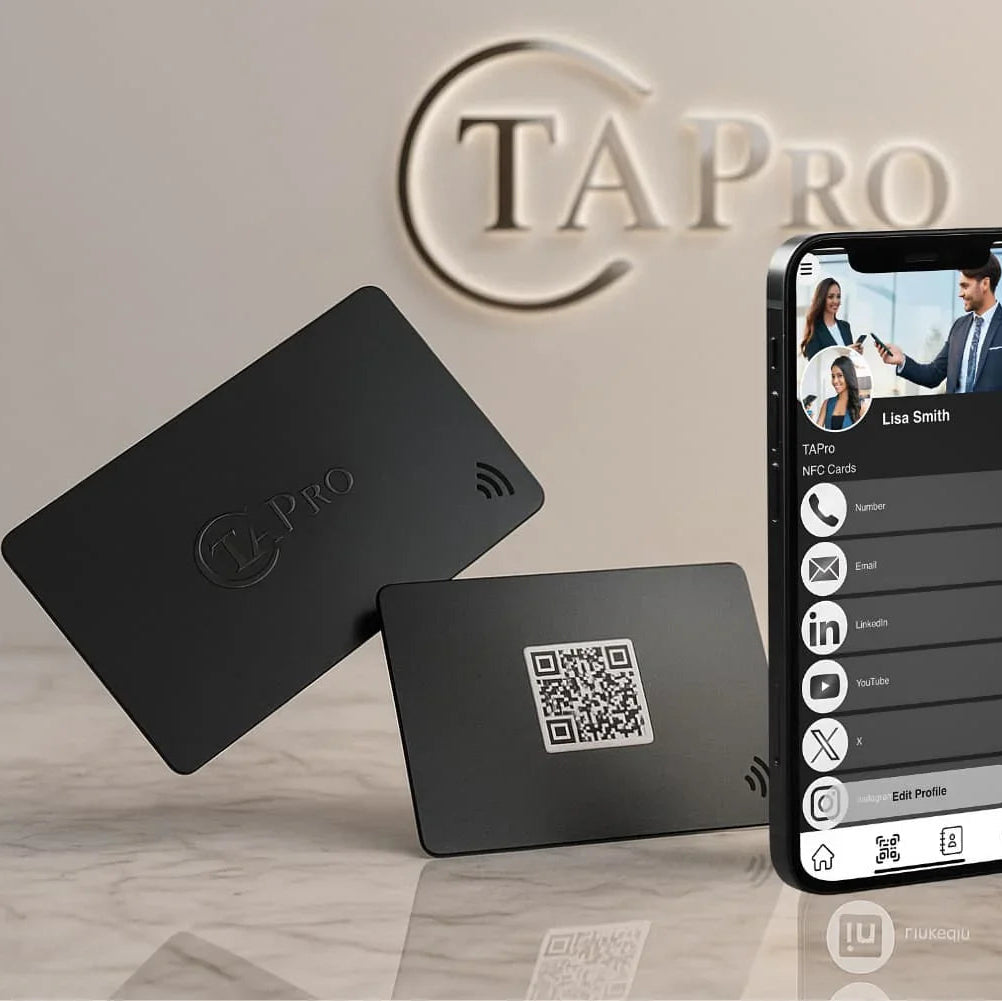 NFC review cards with QR code for Google reviews and contactless engagement