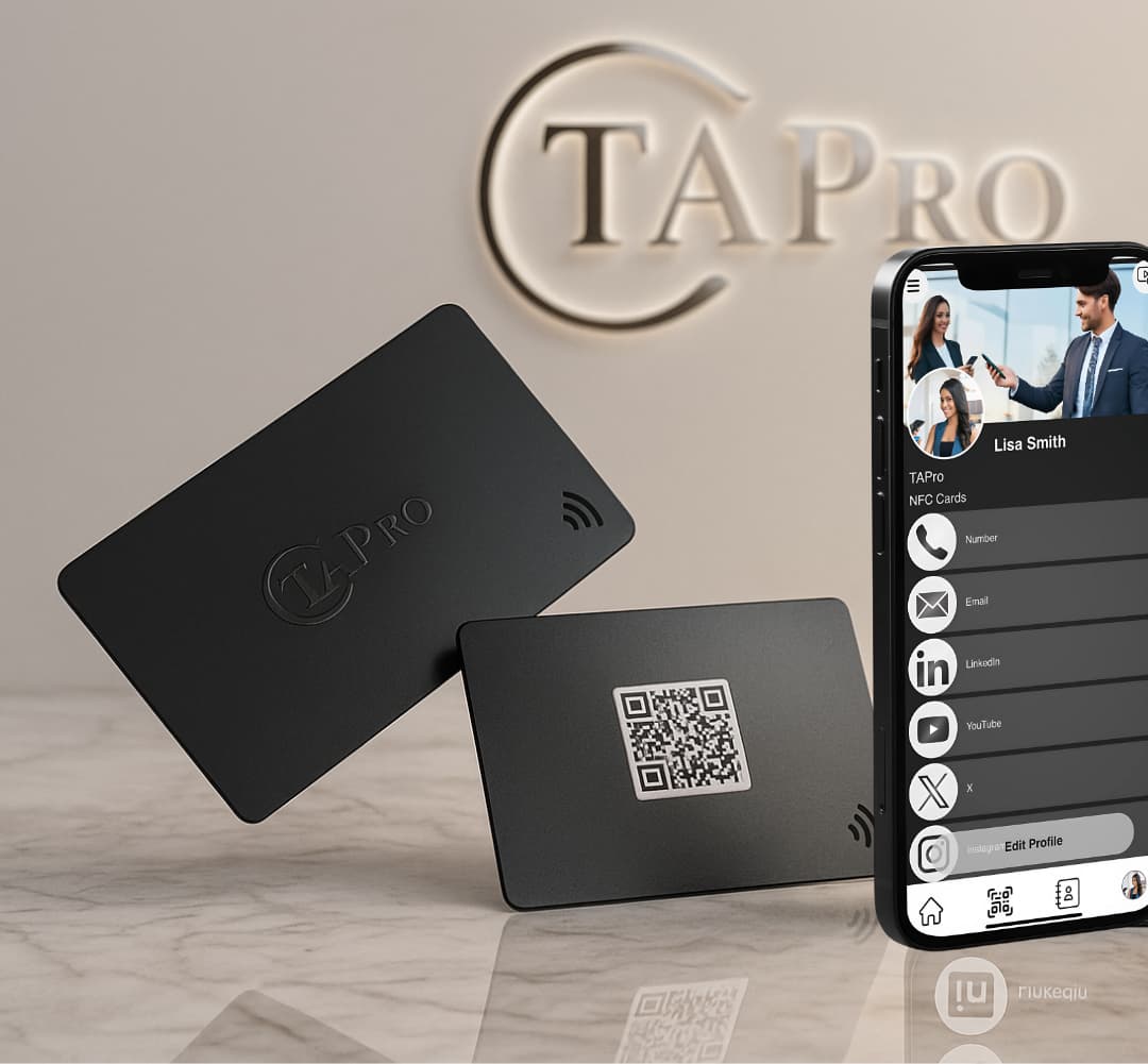 Pro NFC Business Card - NFC + QR Code Premium Elegance | Contactless Networking Smart Card | High-Speed NTAG215 Chip | TAPro