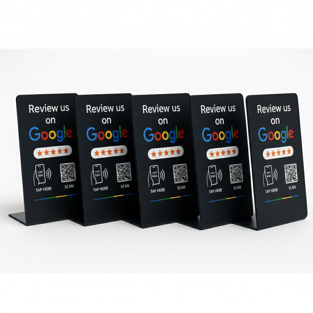 Google Review Stand NFC + QR Tap to Review Sign - Professional Pro Grade Business Signage, NTAG215 Chip, No App Needed, TAPro