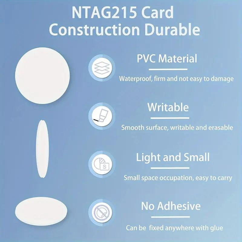 NTAG215 NFC Tags – Blank, Rewritable, Compatible with NFC-Enabled Devices