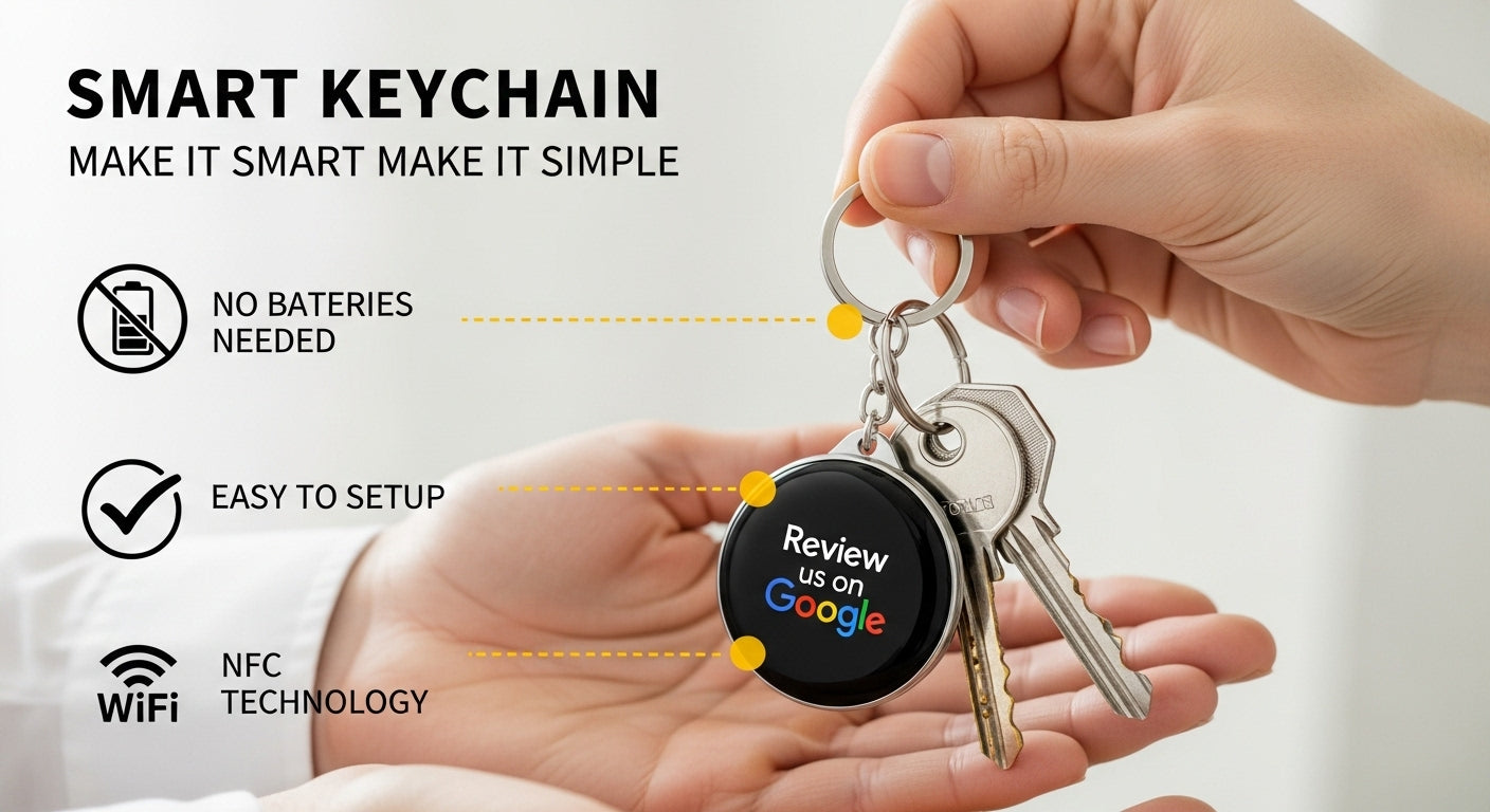 Tap NFC Review Keychain: Boost 5-Star Google Reviews with One Tap