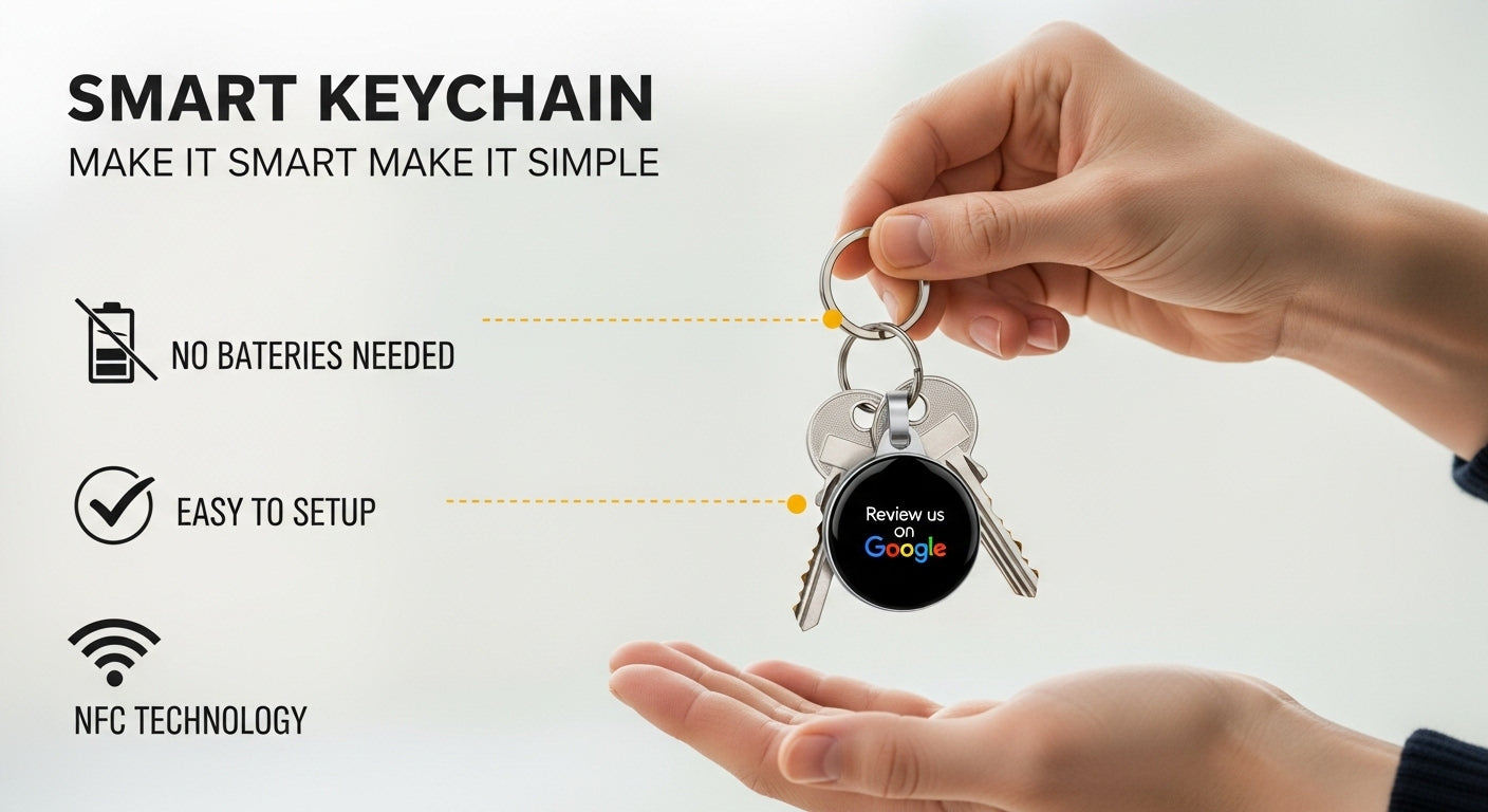 Tap NFC Review Keychain: Boost 5-Star Google Reviews with One Tap