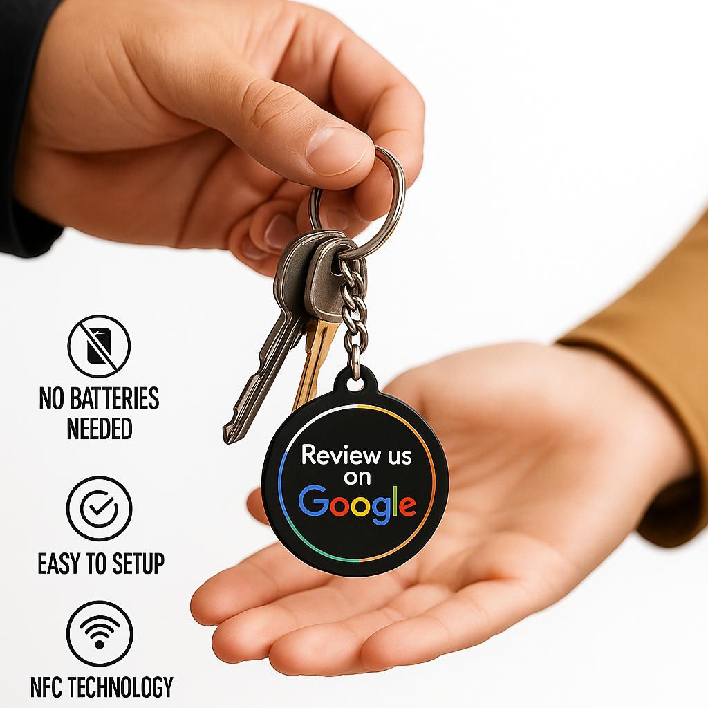 Tap NFC Review Keychain: Boost 5-Star Google Reviews with One Tap