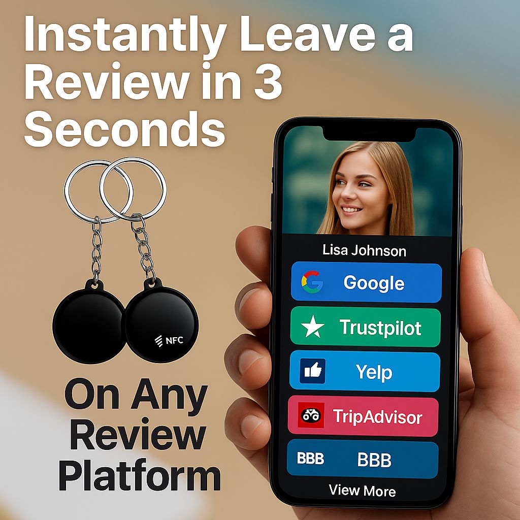 NFC Keychain Tool | Quarter Sized 1.5" Review & Social Media Booster Button - Image 2