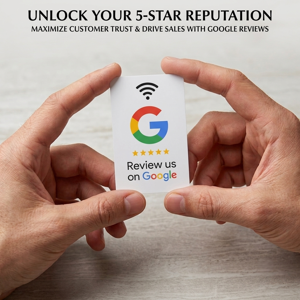 Google Review Card (NFC Chip) - No Monthly Fees, One-Tap Setup