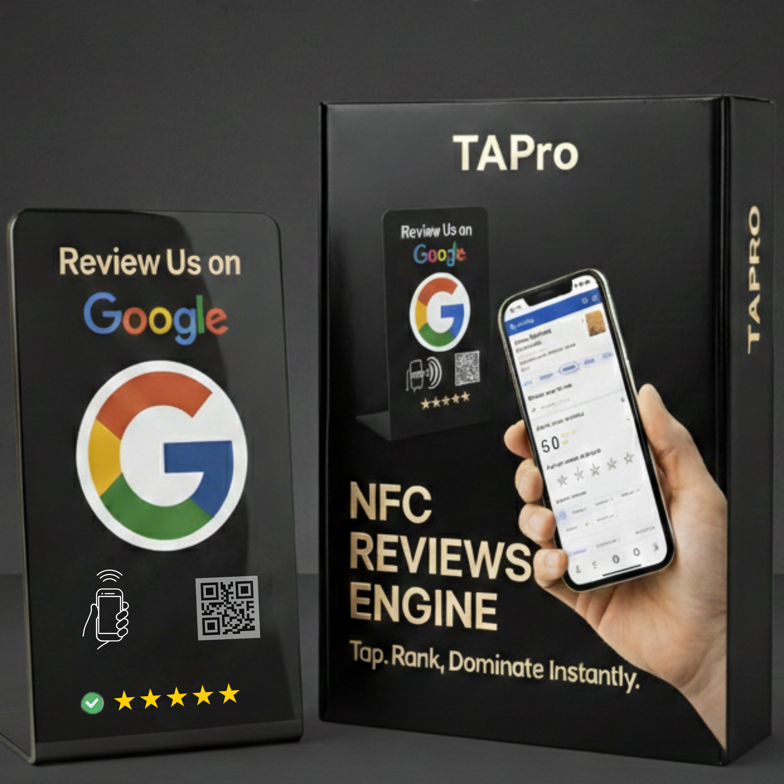 Premium NFC customer review display helping local businesses collect more Google reviews