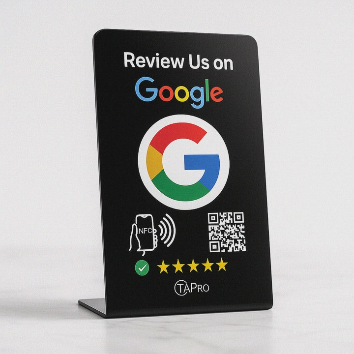 NFC Google Review Stand – Tap & QR Code | Boost 5-Star Reviews Instantly | No Fees