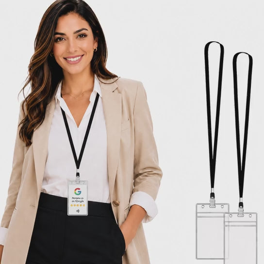Premium Clear Badge Holders with Adjustable Black Lanyard | Professional ID, Access Card & NFC Card Holder