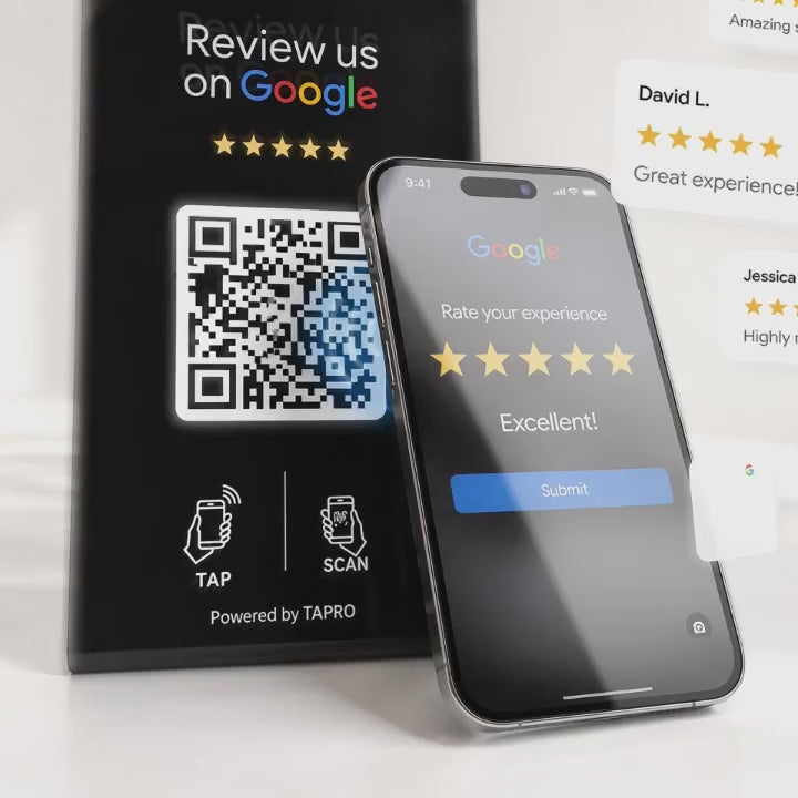 tap nfc or scan  qr code to get to the review page 