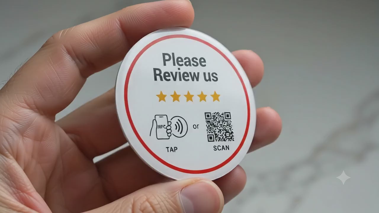 Google Review Sign – NFC + QR Code, 3M Adhesive Round Plaque, 3-Inch