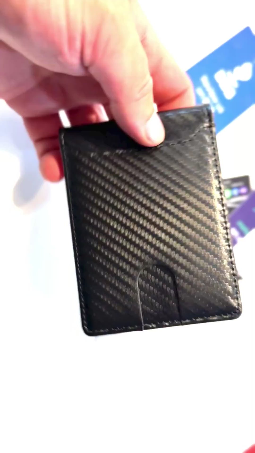 Minimalist Carbon Fiber Business Card Wallet | Slim Metal Wallet for Digital Business Cards, Cash & Credit Cards