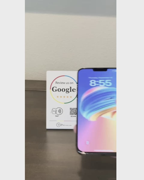 1 Google Review Stand – White, NFC & QR Code, NTAG215 Chip – Tap to Collect 5-Star Reviews, Boost Local SEO | TAPro