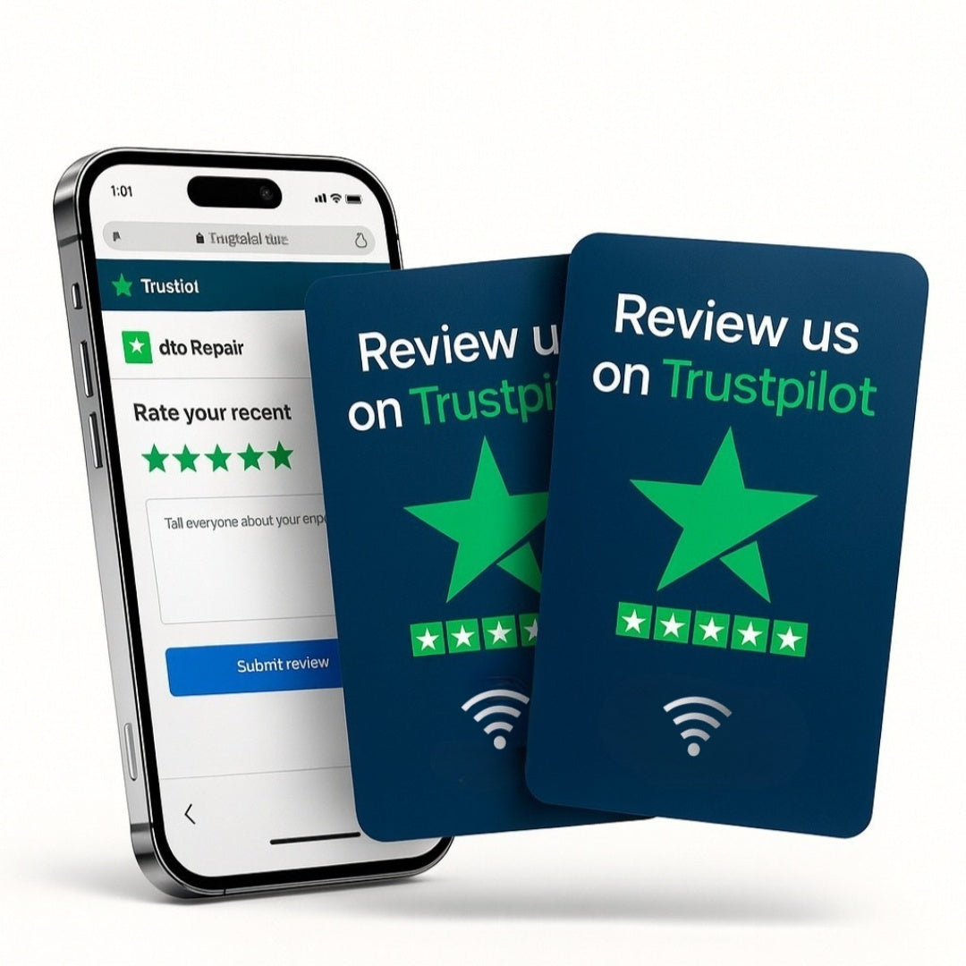 Review Us on Trustpilot NFC Card Bundle – 3-pack and 5-pack professional cards to increase customer trust and sales