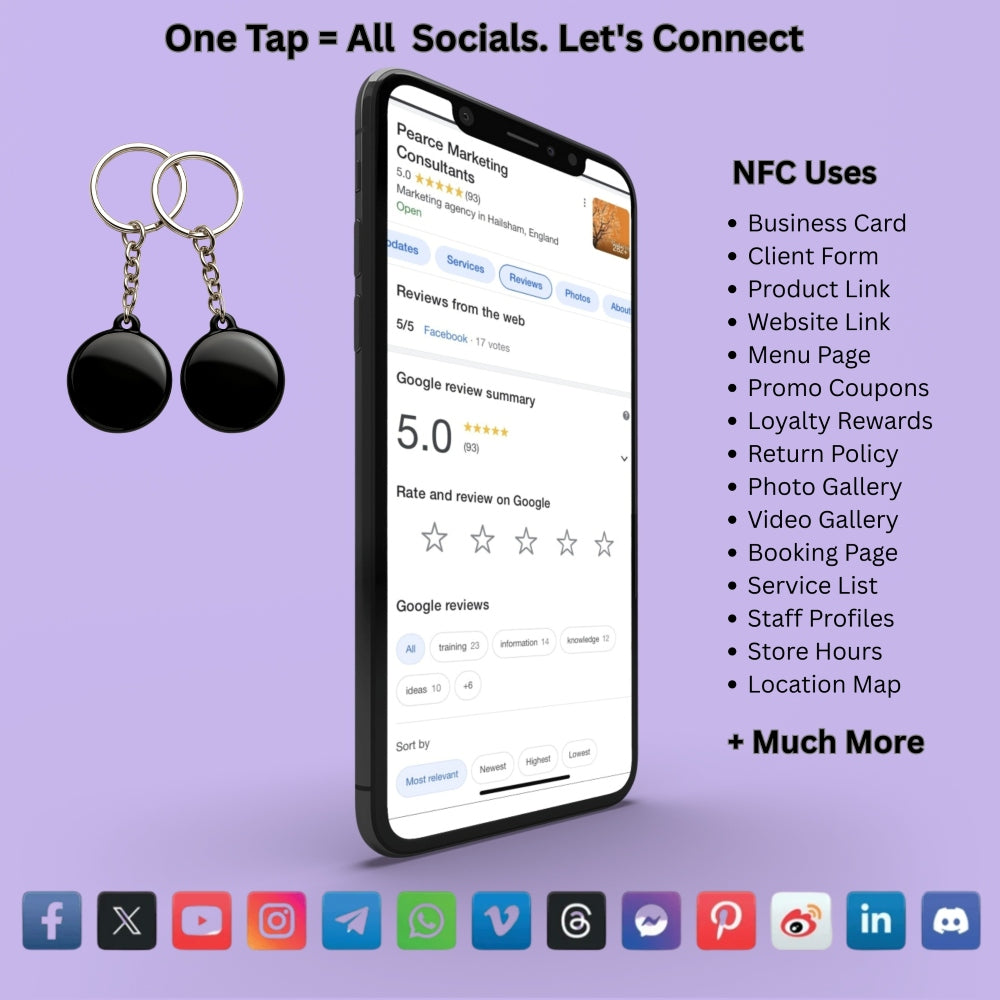 NFC Keychain Tool | Quarter Sized 1.5" Review & Social Media Booster Button - Image 4