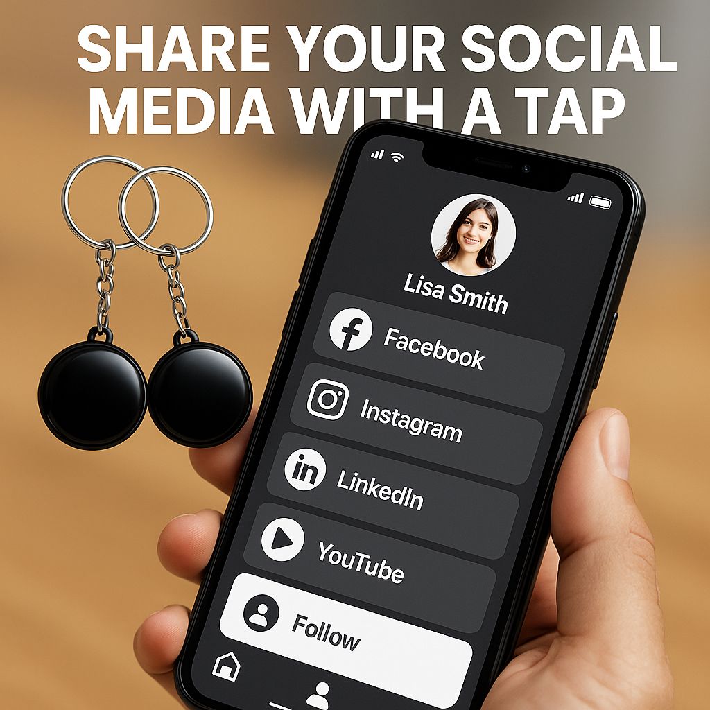 NFC Social Media Keychain, NTAG215 Smart Tag Contactless Tap to Review | Pick Yours Now - by TAPro