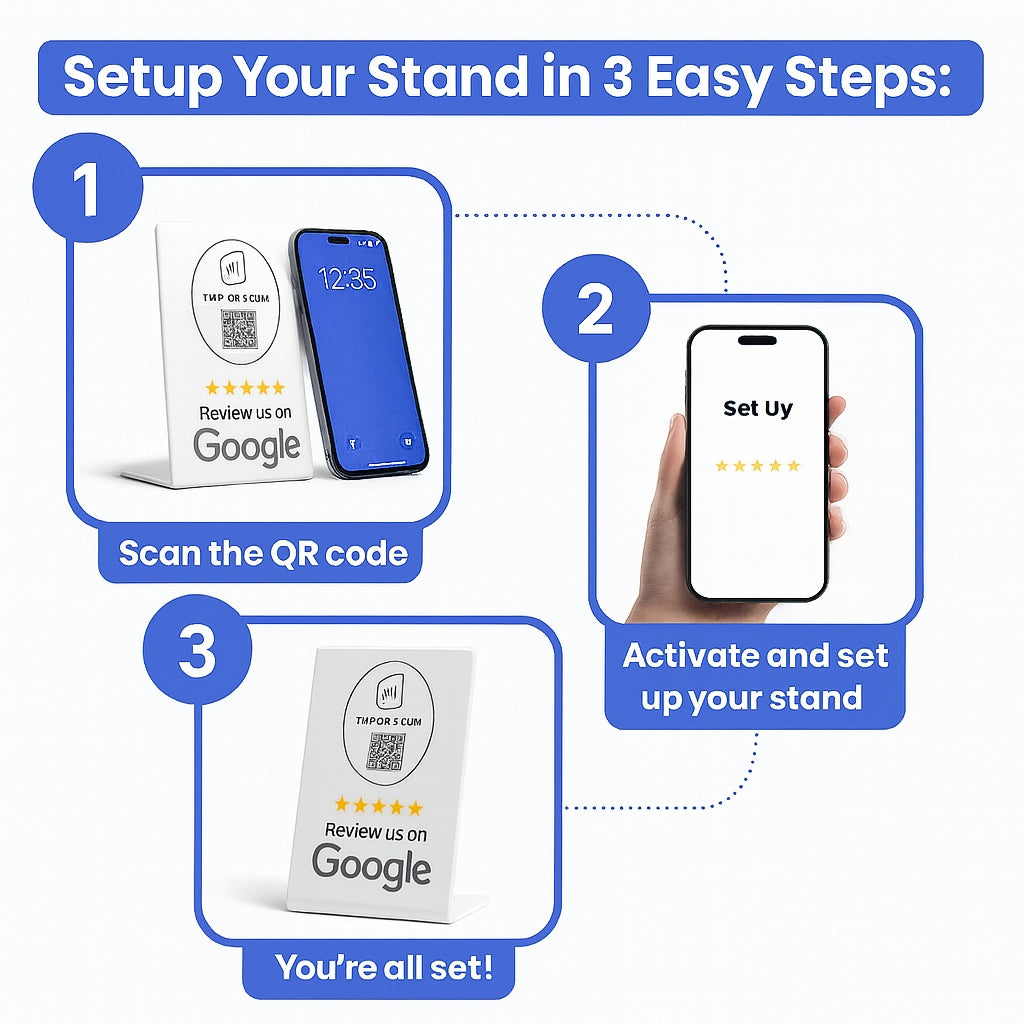 White NFC Google Review Stand
