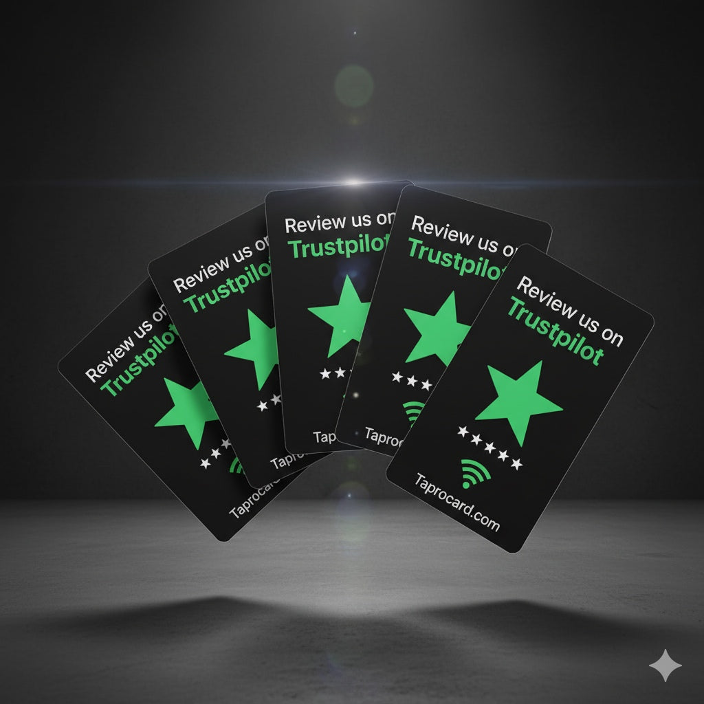 Smart Review Us on Trustpilot Card – tap-to-review marketing tool for growing Trustpilot profile and SEO visibility
