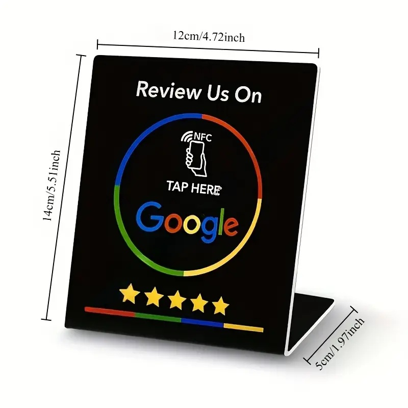 Tap to review Google stand for collecting customer reviews at a business