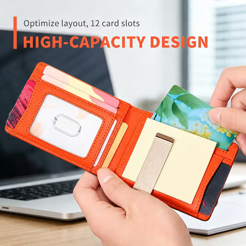 Minimalist Carbon Fiber Business Card Wallet | Slim Metal Wallet for Digital Business Cards, Cash & Credit Cards