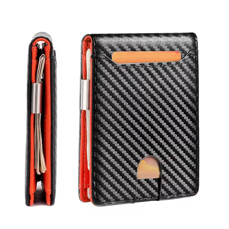 Minimalist Carbon Fiber Business Card Wallet | Slim Metal Wallet for Digital Business Cards, Cash & Credit Cards