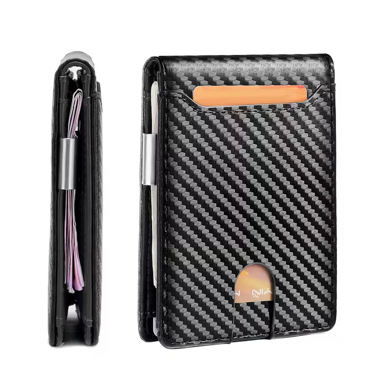 Minimalist Carbon Fiber Business Card Wallet | Slim Metal Wallet for Digital Business Cards, Cash & Credit Cards
