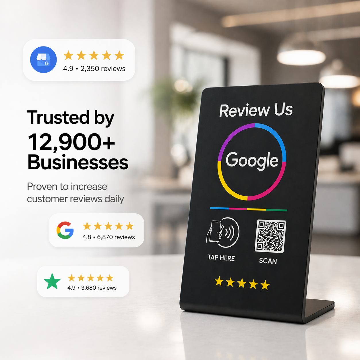 Google Review Stand - NFC & QR Code, Tap To Review System