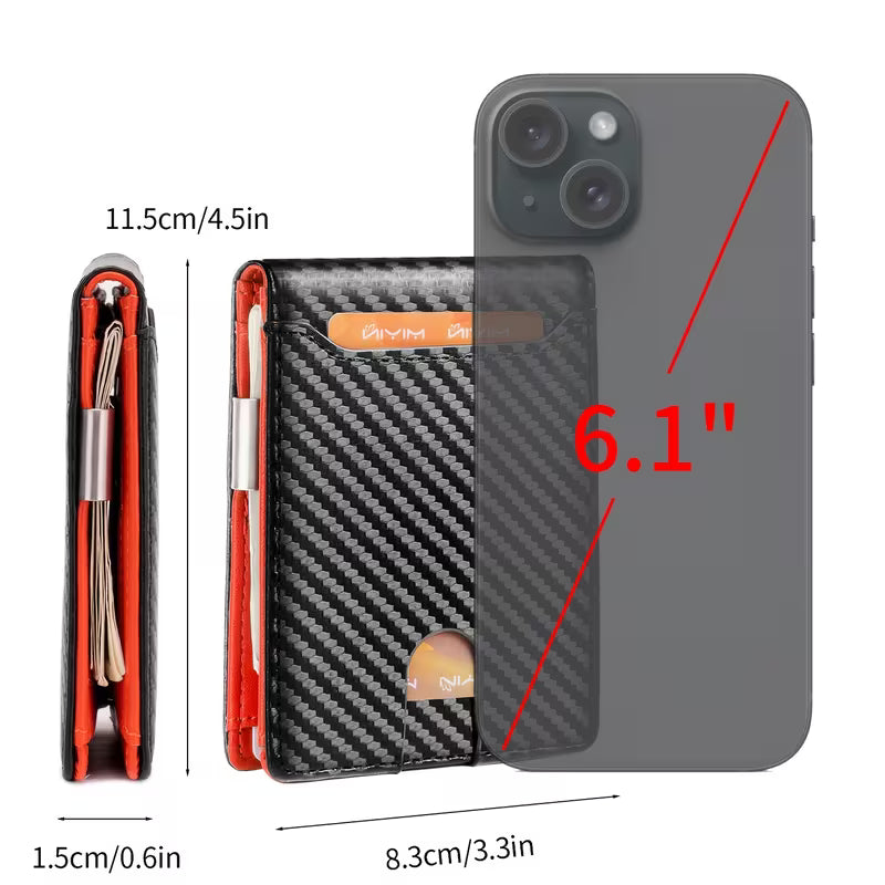 Minimalist Carbon Fiber Business Card Wallet | Slim Metal Wallet for Digital Business Cards, Cash & Credit Cards