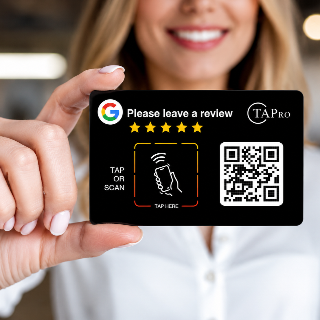Google Review QR Code Card  | 3M NFC Chip Technology - TAPro