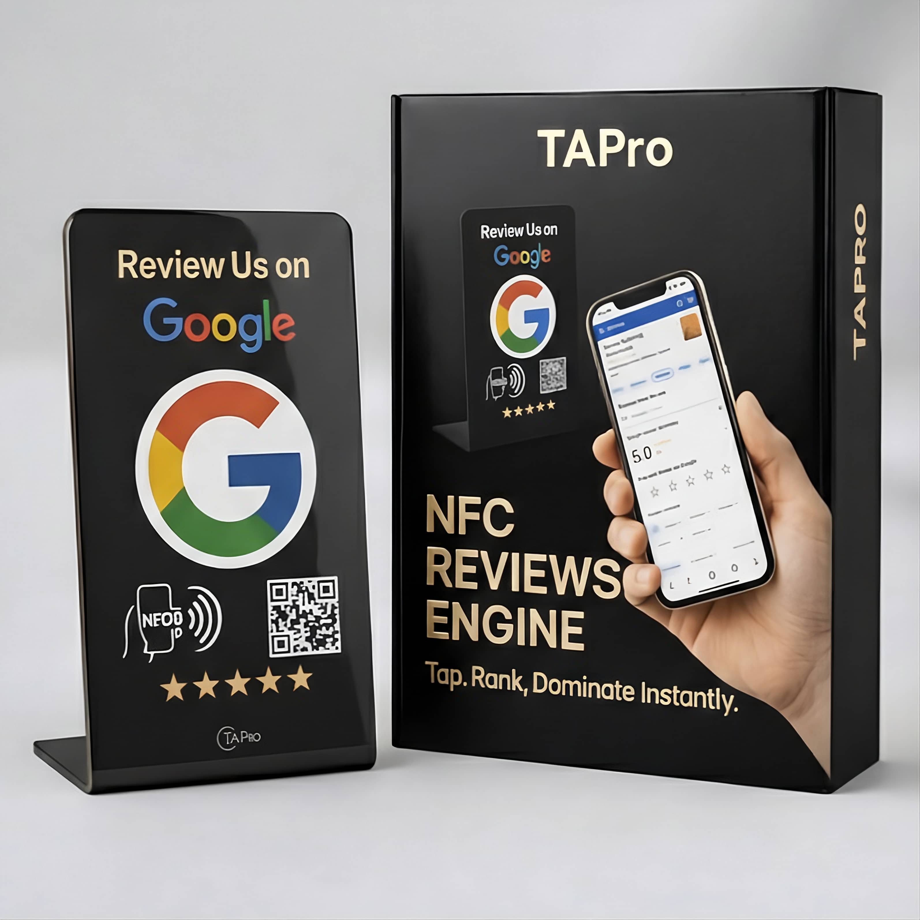 One tap Google Review system using NFC and QR code for faster customer reviews