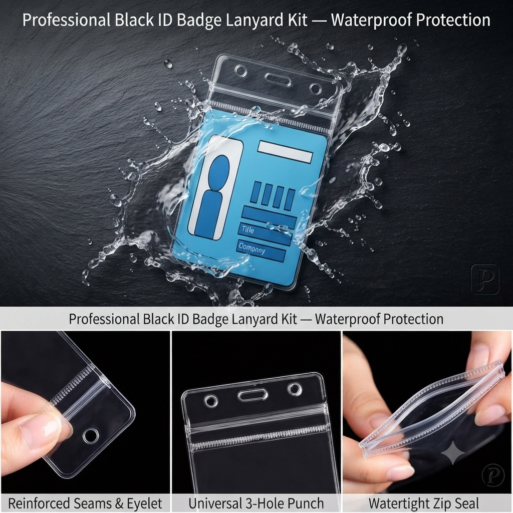 Premium Clear Badge Holders with Adjustable Black Lanyard | Professional ID, Access Card & NFC Card Holder
