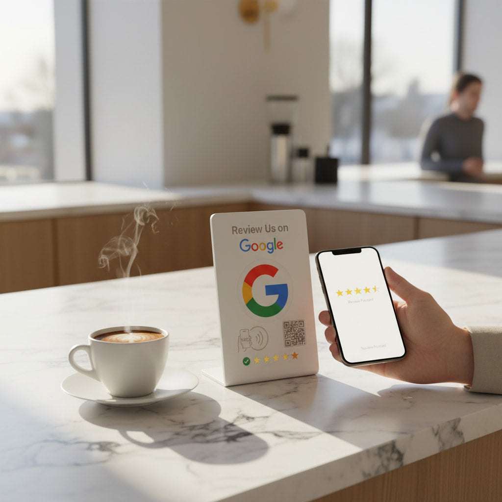 Google Review Stand NFC + QR Tap to Review Sign - Professional Pro Grade Business Signage, NTAG215 Google Review Stands by TAPro