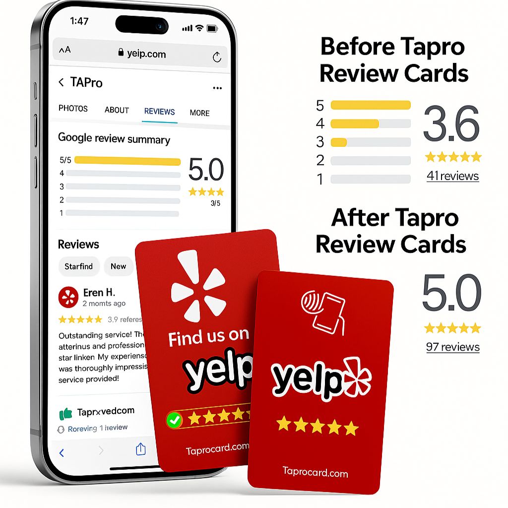 Yelp Tap-to-Review NFC Sign to Boost Yelp Ratings Effortlessly